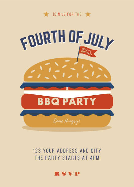 Fourth of July BBQ Party Invitation. Template Fourth of July BBQ Party Invitation. Template - Illustration paper plate stock illustrations