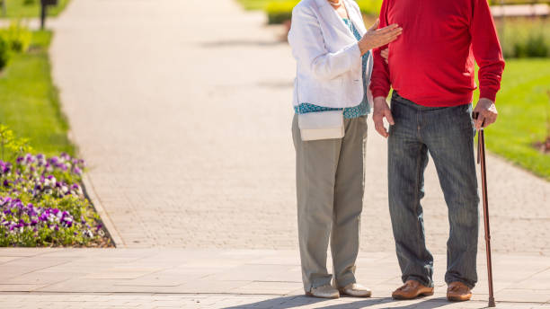 istock Seniors walking in summer or spring park 1151150936