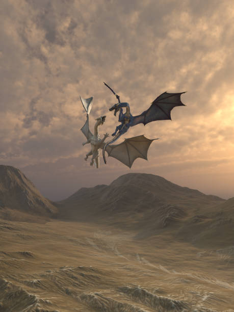 istock Aggressive Dragons Fighting in a Mountain Landscape 1151151937