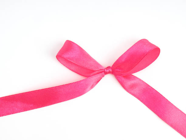 istock Pink satin ribbon bow on white background 1151152010