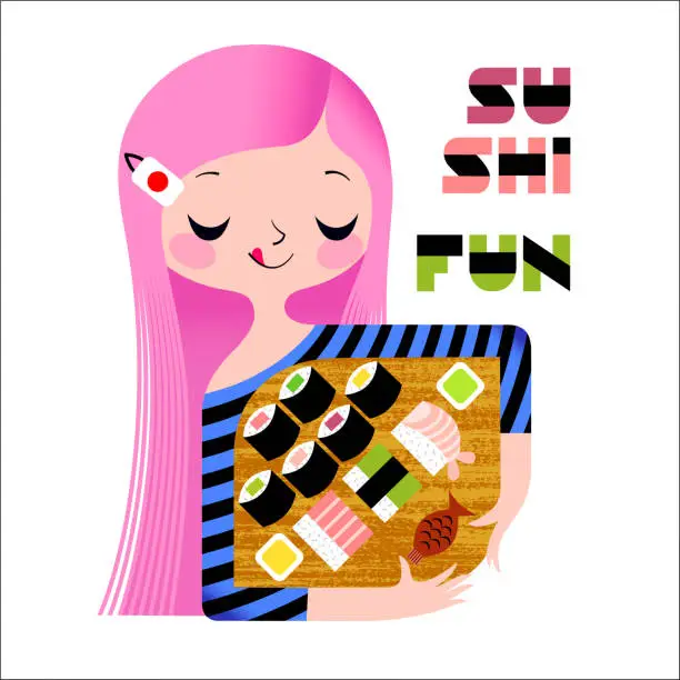 Vector illustration of Sushi Fun