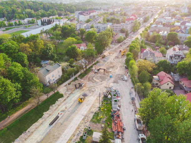 istock aerial view of construction site. street development. 1151160145
