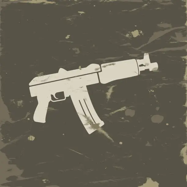 Vector illustration of Icon of AK47 Army Colors on Grunge Background