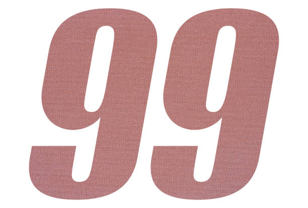 istock Number 99 with terracotta colored fabric texture on white background 1151169548