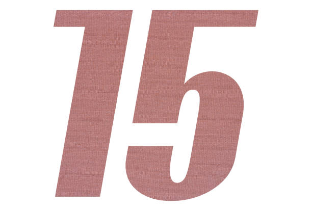 istock Number 15 with terracotta colored fabric texture on white background 1151169908