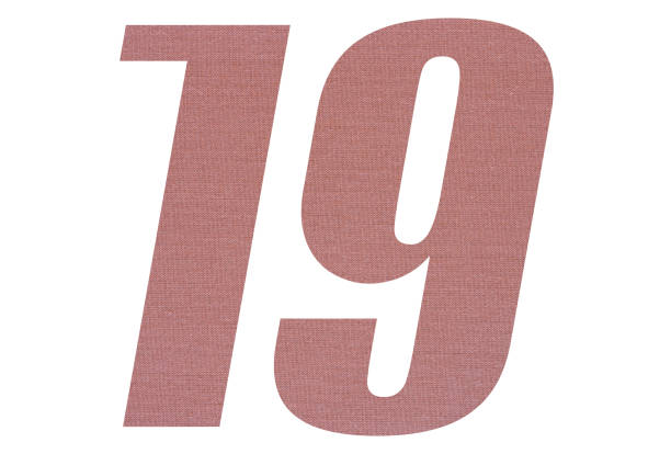 istock Number 19 with terracotta colored fabric texture on white background 1151170227