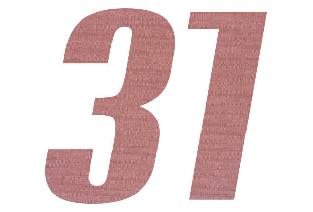 istock Number 31 with terracotta colored fabric texture on white background 1151171914