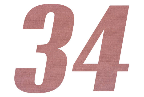 istock Number 34 with terracotta colored fabric texture on white background 1151172043