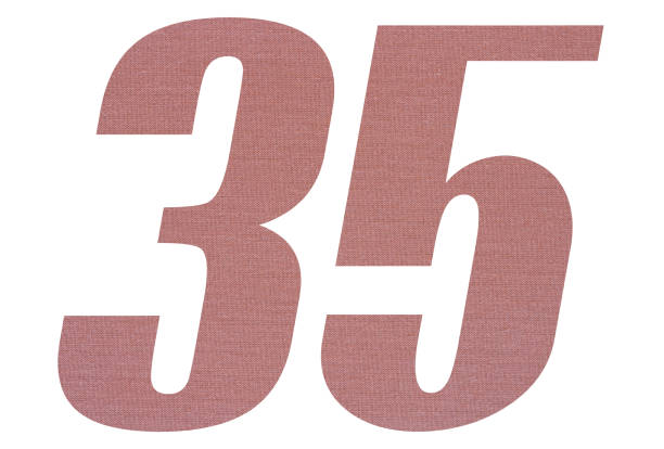 istock Number 35 with terracotta colored fabric texture on white background 1151172156