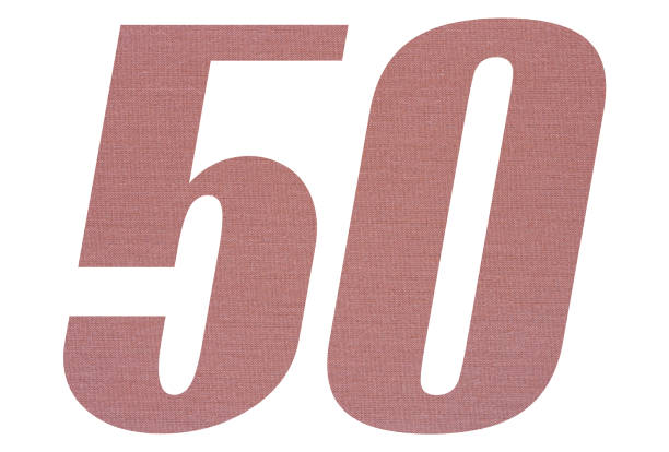 istock Number 50 with terracotta colored fabric texture on white background 1151172536