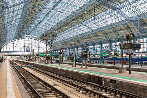 Bordeaux, France - June 13, 2017: Platforms of main railway station (Gare SNCF) of Bordeaux city, Bordeaux-Saint-Jean. The current station building opened in 1898