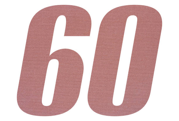 istock Number 60 with terracotta colored fabric texture on white background 1151173515