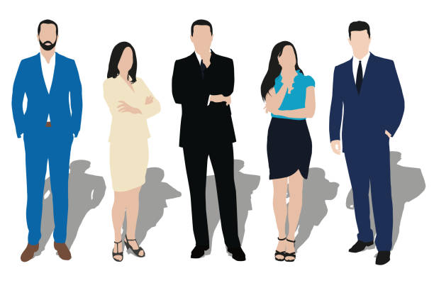 다른 포즈에 비즈니스 사람들의 삽화의 컬렉션입니다. 직장에서의 남성과 여성 - business man stock illustrations