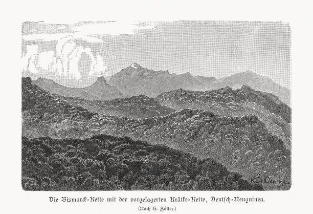 istock Bismarck Range, Papua New Guinea, wood engraving, published in 1897 1151173689