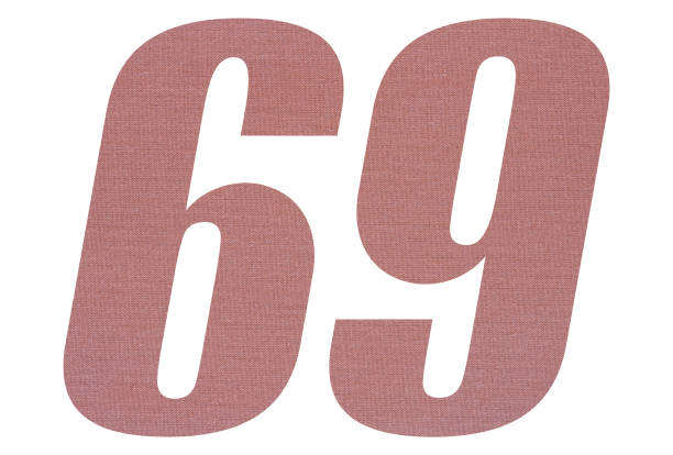 istock Number 69 with terracotta colored fabric texture on white background 1151173808