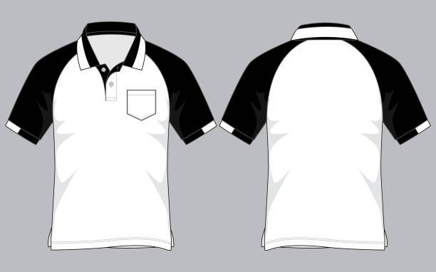 поло рубашка дизайн вектор (белый / черный цвет) - shirt polo shirt red collar stock illustrations