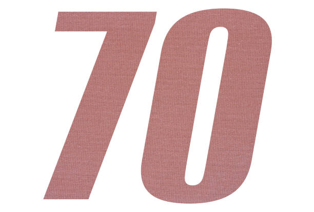 istock Number 70 with terracotta colored fabric texture on white background 1151173904