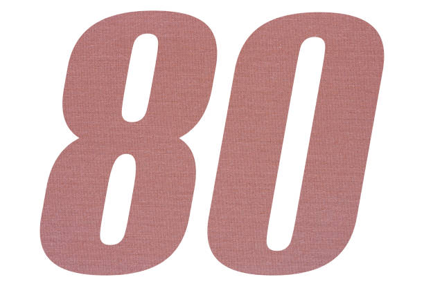 istock Number 80 with terracotta colored fabric texture on white background 1151174053