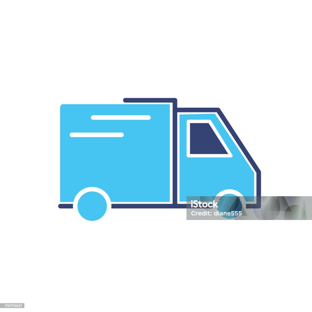 Shopping And Retail Flat Design icon - Truck Shopping And Retail Flat Icon Buying stock vector