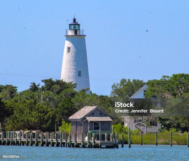 Ocracoke Island Lighthouse Stock Photo - Download Image Now - Ocracoke Island, Ocracoke Lighthouse, Architecture