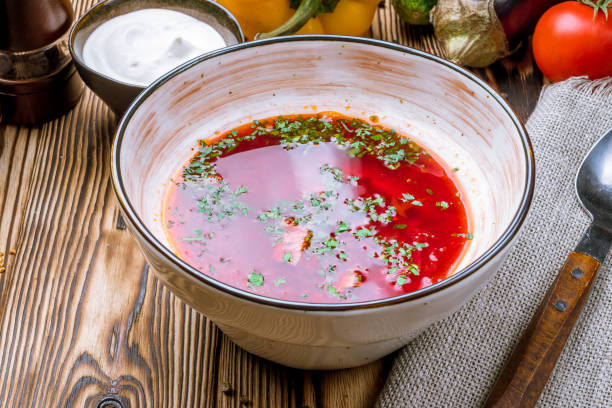 istock Borscht with sour cream 1151178822