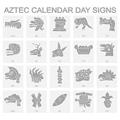 istock icons with Aztec calendar Day signs 1151178855