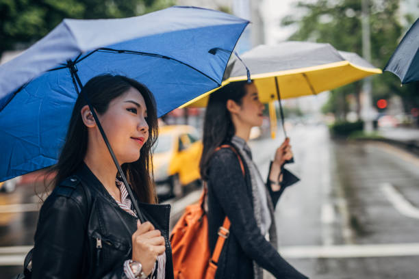 istock Young women walking on a rainy day 1151180144
