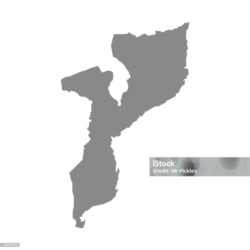 Vector map Mozambique. Isolated vector Illustration. Gray on White background. EPS 8 Illustration. Vector map Mozambique. Isolated vector Illustration. Black on White background. EPS 8 Illustration. Africa stock vector