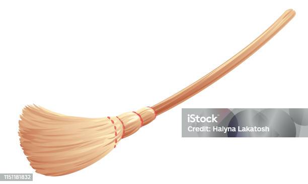 Witch Broom Isolated Illustration Stock Illustration - Download Image Now -  Broom, Cartoon, Sweeping - iStock