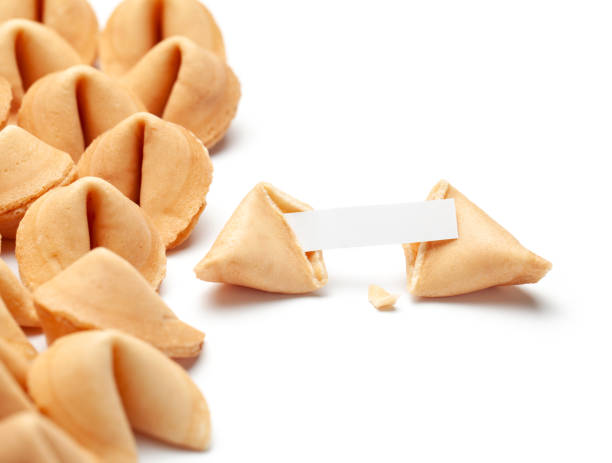 istock Chinese fortune cookies. Cookies with empty blank inside for prediction words. Isolated on white background. 1151184535