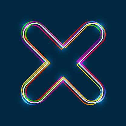 Xmark Colorful Colorful Multilayered Outline Of A X Mark With Glowing Light Effect On ...