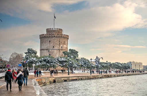 Thessaloniki city center in wintertime