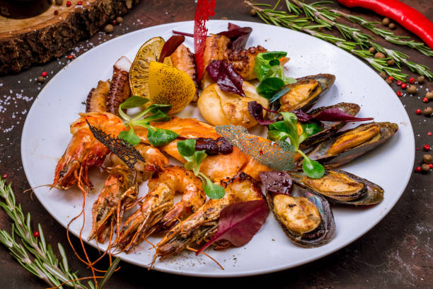 istock Seafood grilled on plate 1151187690
