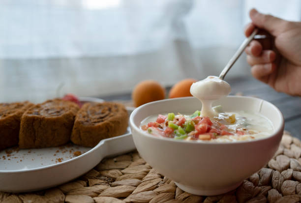 homemade fruit yogurt and Lvdagun ( traditional Beijing snack: Glutinous Rice Rolls with Sweet Bean Flour)