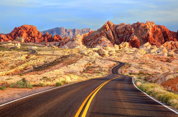 Valley of Fire, Nevada Valley of Fire State Park is a public recreation and nature preservation located 50 miles northeast of Las Vegas red rocks landscape stock pictures, royalty-free photos & images