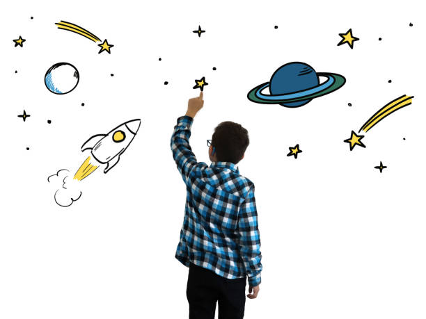istock Boy child think idea dreaming imagination space stars 1151192860