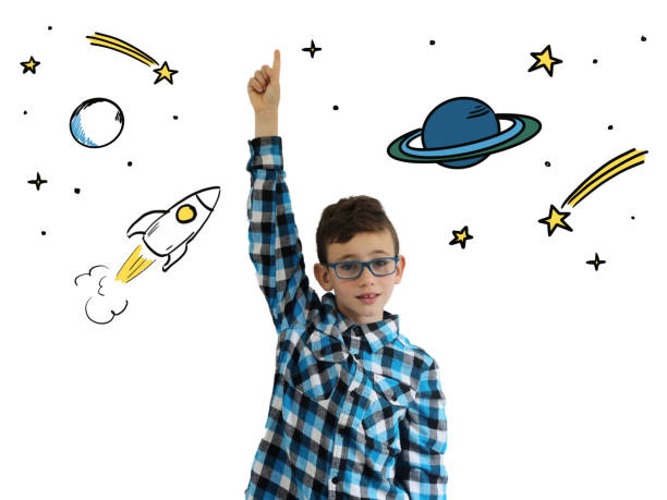 istock Boy child think idea dreaming imagination space stars 1151192906