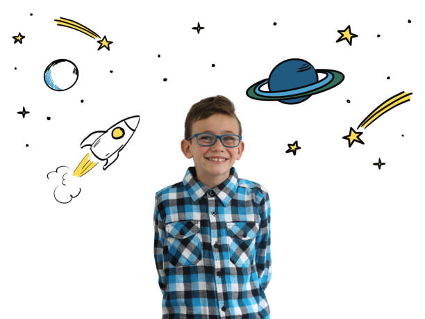 istock Boy child think idea dreaming imagination space stars 1151192945