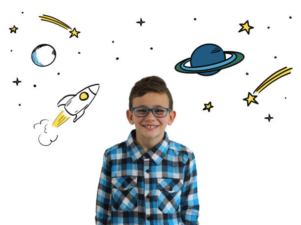 istock Boy child think idea dreaming imagination space stars 1151193006