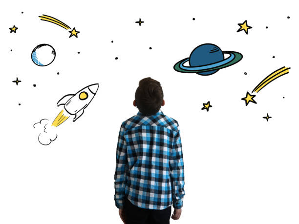 istock Boy child think idea dreaming imagination space stars 1151193054