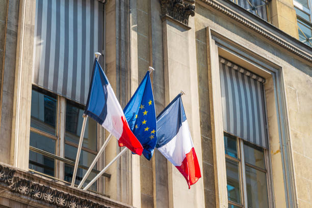 istock French flag and EU Community Flag 1151194429