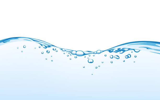 ilustrações, clipart, desenhos animados e ícones de respingo da água com as bolhas do ar, isoladas no fundo branco. ilustração do vetor da onda de água, eps 10 - flowing water water air wave