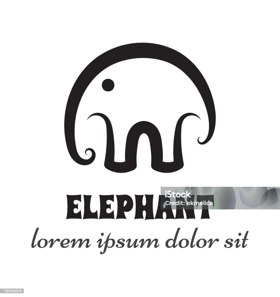 Simple outline elephant sign or emblem. Simple outline elephant sign or emblem. Icon concept for zoos or wildlife. Pictogram and identity business design template. Vector illustration. Advertisement stock vector