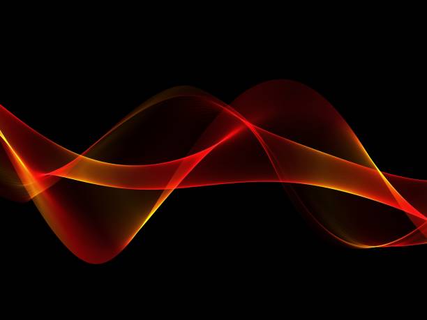 istock Abstract glow red and orange wave stripe on dark background 1151196947