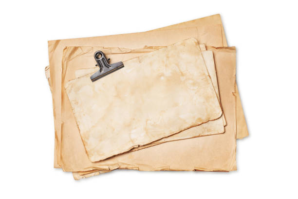 istock Mock up of empty old vintage yellowed pape 1151197681