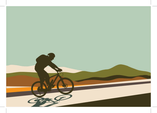 горный велосипед - mountain biking silhouette cycling bicycle stock illustrations