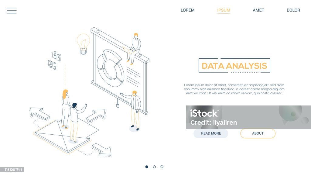 Data Analysis Design Border Data Analysis Line Design Style Isometric Web Banner Stock Illustration ...
