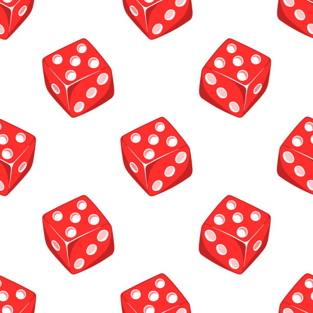 istock Dice, gaming, casino seamless pattern with red cubes isolated on white background. Gambling wallpaper. 1151202072