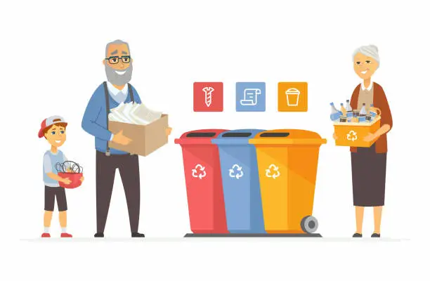 Vector illustration of Recycling concept - modern cartoon people characters illustration