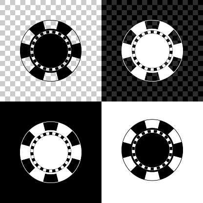 Casino chip icon isolated on black, white and transparent background. Vector Illustration